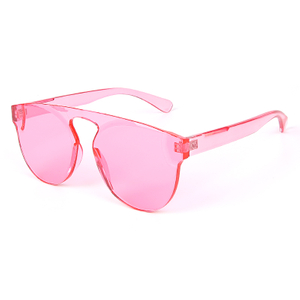  European Candy Round Sun Glasses Frameless One-piece Jelly Transparent One-piece Color Trend Pink Sunglasses LS-P1335